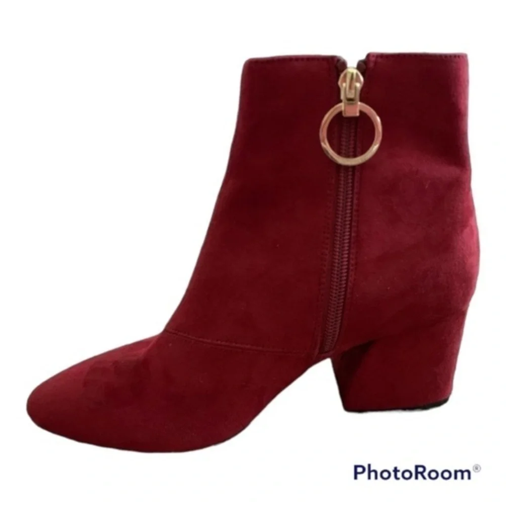 Bootie Boots Topshop Women vibrant Suede RED Size 37 or 6.5